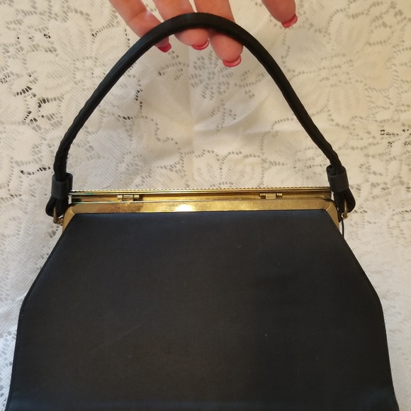 Handbags - After Five Vintage Purse, Black, Satin, Charming!